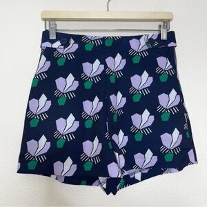 Anthropologie x Mare Mare Blue Lotus Print Floral Flat Chino Mini Shorts Size XS